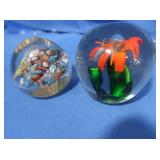 2 Glass Paper Weights