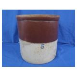 Vintage Brown & Cream Crock marked 5 11Hx12"W