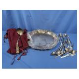Silverplate Platter, Flatware, Silver Cloth