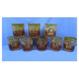 8 Vintage Amber Glass Hiball Glasses