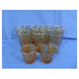 8 Amber Glass Drinking Glasses