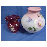 2 Fenton Handpainted Vases
