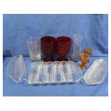Glass Cornbread Pan, Red & Amber Glass & more