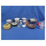 Spun Glass Fountain, Pottery Barn Bowl, Teacup &