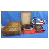Lg Basket w/Crock Bowl, Placemats & more