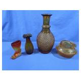 Amber Rabbit on Nest Decanter, Crackled Bud Vase