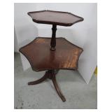 Vintage 2-tier Hexagon Pie Table 29Hx22" Dia of