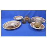 20 pc-Plates, Glasses, Saucers & Bowls
