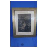 Antique Framed Signed Picture 34.5x28" Original