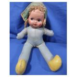 Antique Oil Cloth Girl Doll