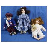 2 Ceramic & Cloth Dolls on Stands, Ceramic &