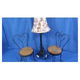 Table Lamp w/Shade 24" tall, Wire & Wood Doll