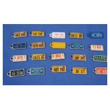 Approx 15 Vintage Key Chain License Plates