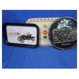 3 Vintage Metal Serving Trays-PA, PA Dutch, 1910