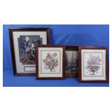 Framed Paintings-Mountain w/Stream 12x8", Flowers