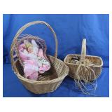 2 Baskets, Baby Doll in Cradle