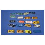 Approx 15 Vintage Key Chain License Plates