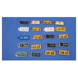 Approx 15 Vintage Key Chain License Plates