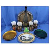 Vintage Bohemia Genie Vase, Abalone Brass Dish,