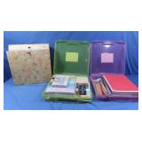 Scrapbooking Paper Lg Lot, 2 Bins, Paint Brushes