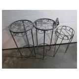 3 Metal Plant Stands-2-26"H, 1-22"H