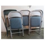 5 Upholstered Metal Folding Chairs