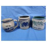 Blue Grey Pottery Mug w/Marking on Bottom & 2