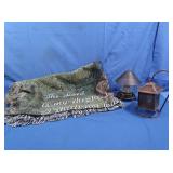 Mini Oil lamp, Tealight Lamp & Throw Blanket
