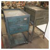 2 Metal Work Stations-1 w/wheels, 2 drawers ea