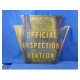 Metal Official Inspection Station Sign 21.5"x24"