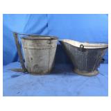 Coal Bucket & Galvanized Pail & Ringer