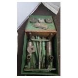 2 Bottle Jacks w/Accessories in a Metal Cabinet