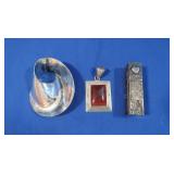 Sterling Silver Pin & Lipstick Holder, Carnelian