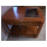 Wooden End Table w/Glass 23x28x21"