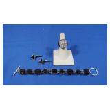 Sterling Silver, Topaz Bracelet, Black CZ Ring