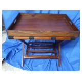 Luggage Rack, Serving Table, Removeable Wood Tray