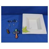 Nora Fleming Ceramic Square Bowl, Mexican Cross &