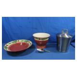 Southern Living Ceramic Pot & Bowl, Metal Ice