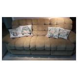 Dual Reclining Plush Couch w/Pillows-velvety