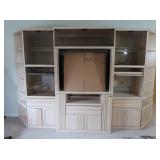 Entertainment Center Unit-Glass Doors, Shelves,
