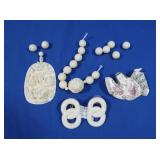 Bone Beads Carried w/Enhancer, Scrimshaw Bone Pin