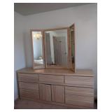 2 pc-Dresser 72x17x30" w/Fold-out Mirrors