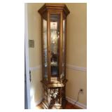 Gold Painted Wooden Curio Cabinet-Lighted