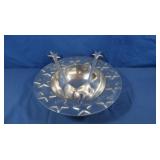 Metal Salad Bowl & Serveware w/Star Decorations