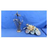 Metal Art Sculptures of Lily Pads & Flowers
