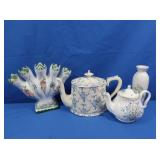 Portugal Handpainted 5 Finger Bud Vase, Porcelain