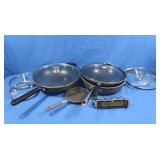 2 Pampered Chef Skillets & more
