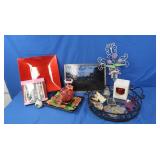 Home D?cor-Painted Glass, Metal Tray & more