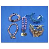 Sorrelli Blue Cuff Braclet, 4 Beaded Bracelets