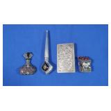 4 Sterling Silver Pins-2 accented w/stones -40